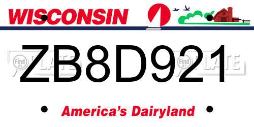 ZB8D921 Wisconsin License Plate