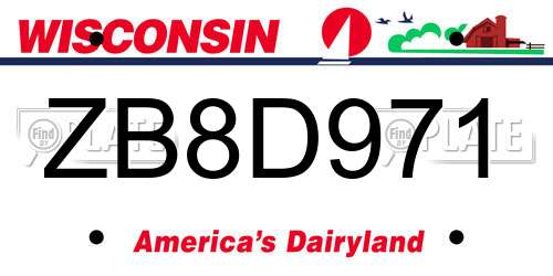 ZB8D971 Wisconsin License Plate