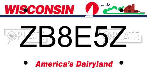 ZB8E5Z Wisconsin License Plate