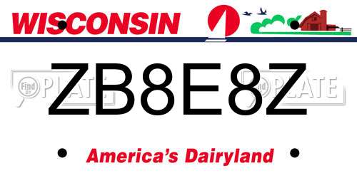 ZB8E8Z Wisconsin License Plate