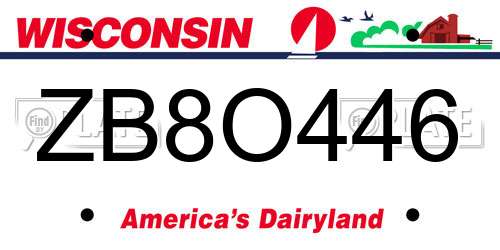 ZB8O446 Wisconsin License Plate
