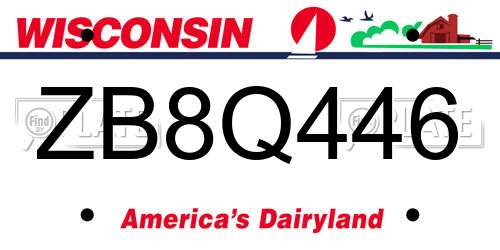 ZB8Q446 Wisconsin License Plate