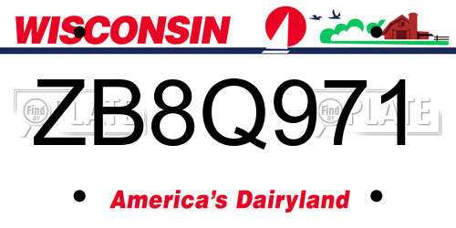 ZB8Q971 Wisconsin License Plate