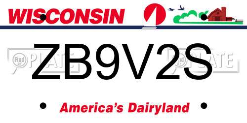 ZB9V2S Wisconsin License Plate