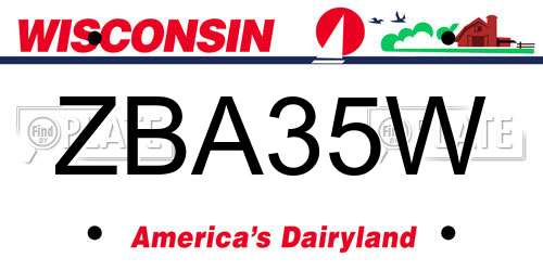 ZBA35W Wisconsin License Plate