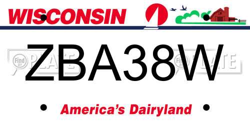 ZBA38W Wisconsin License Plate