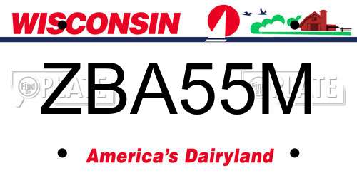 ZBA55M Wisconsin License Plate