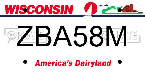 ZBA58M Wisconsin License Plate