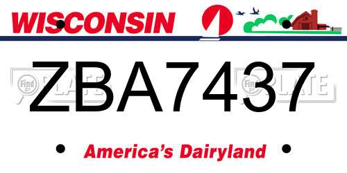 ZBA7437 Wisconsin License Plate