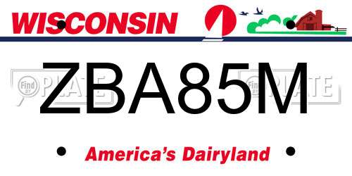 ZBA85M Wisconsin License Plate