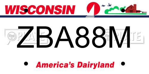 ZBA88M Wisconsin License Plate