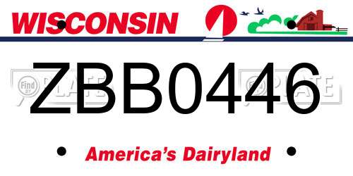 ZBB0446 Wisconsin License Plate