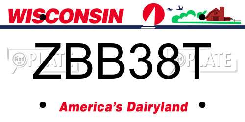 ZBB38T Wisconsin License Plate