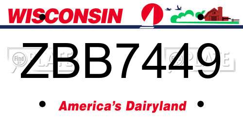 ZBB7449 Wisconsin License Plate