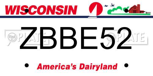ZBBE52 Wisconsin License Plate