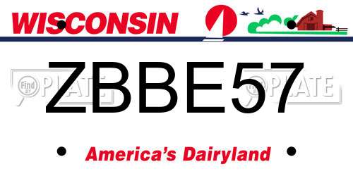 ZBBE57 Wisconsin License Plate