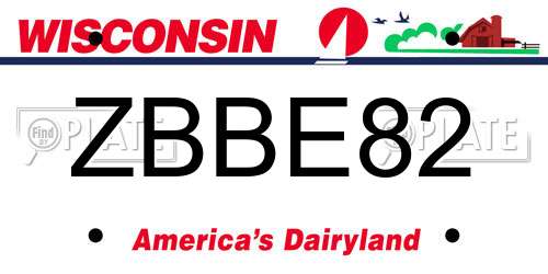 ZBBE82 Wisconsin License Plate