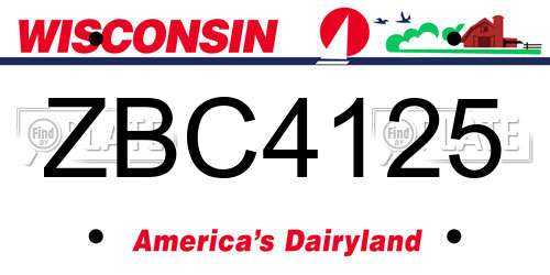 ZBC4125 Wisconsin License Plate