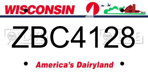 ZBC4128 Wisconsin License Plate