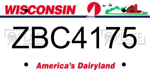 ZBC4175 Wisconsin License Plate