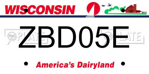 ZBD05E Wisconsin License Plate