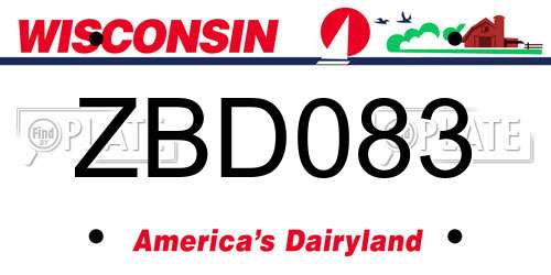 ZBD083 Wisconsin License Plate