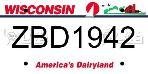 ZBD1942 Wisconsin License Plate