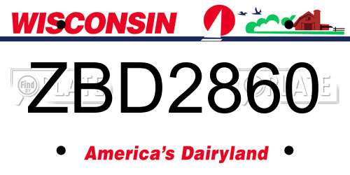 ZBD2860 Wisconsin License Plate