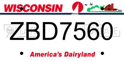 ZBD7560 Wisconsin License Plate