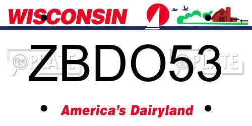 ZBDO53 Wisconsin License Plate