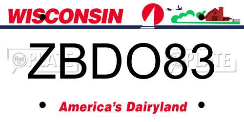 ZBDO83 Wisconsin License Plate