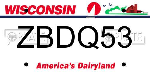 ZBDQ53 Wisconsin License Plate