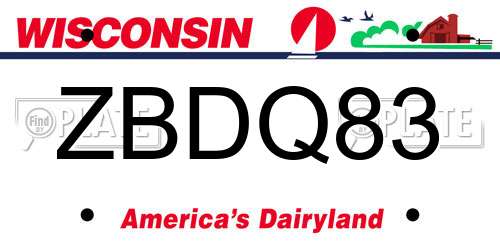 ZBDQ83 Wisconsin License Plate