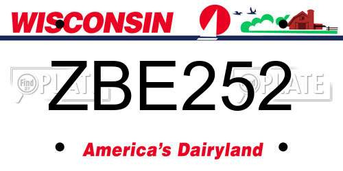 ZBE252 Wisconsin License Plate
