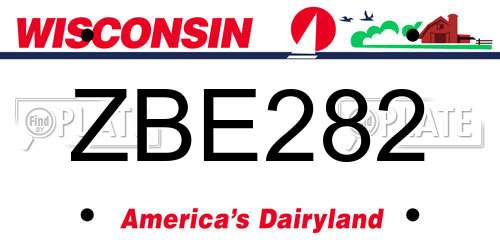 ZBE282 Wisconsin License Plate