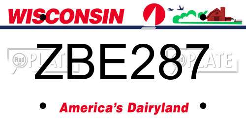 ZBE287 Wisconsin License Plate