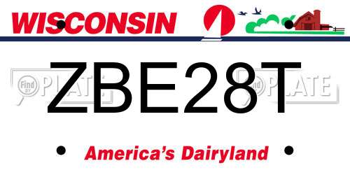 ZBE28T Wisconsin License Plate