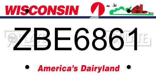 ZBE6861 Wisconsin License Plate