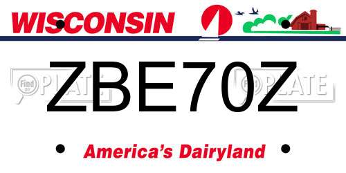 ZBE70Z Wisconsin License Plate