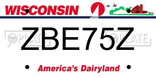ZBE75Z Wisconsin License Plate