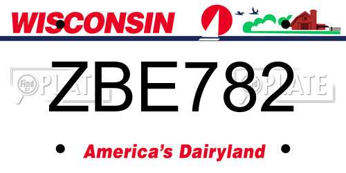 ZBE782 Wisconsin License Plate