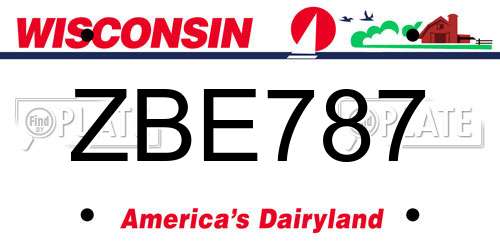 ZBE787 Wisconsin License Plate