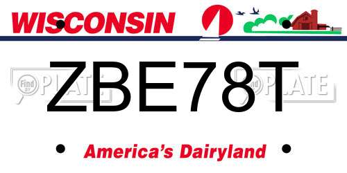ZBE78T Wisconsin License Plate
