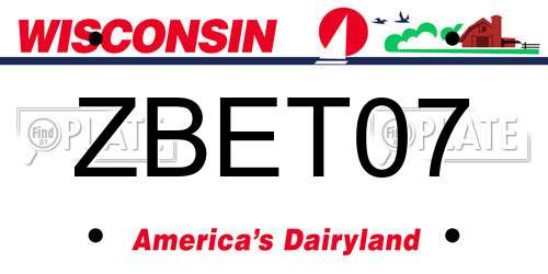 ZBET07 Wisconsin License Plate