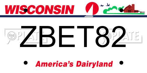 ZBET82 Wisconsin License Plate