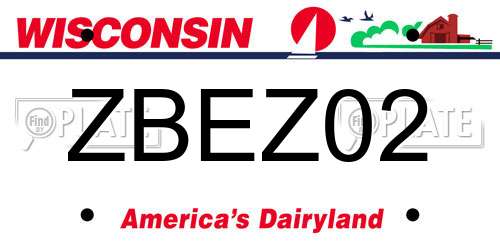 ZBEZ02 Wisconsin License Plate