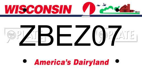 ZBEZ07 Wisconsin License Plate