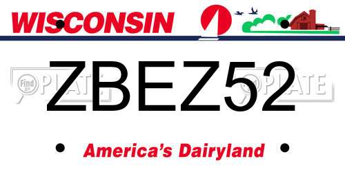 ZBEZ52 Wisconsin License Plate