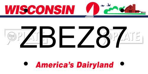 ZBEZ87 Wisconsin License Plate