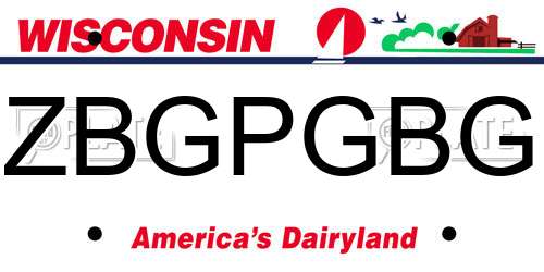 ZBGPGBG Wisconsin License Plate